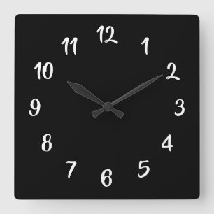 Black and White Custom Background Colour Square Wall Clock