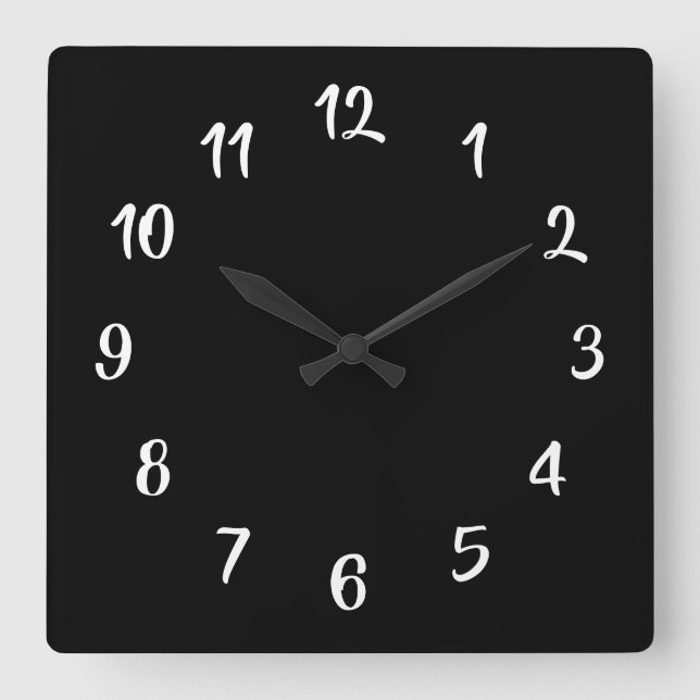 Black and White Custom Background Colour Square Wall Clock (Front)