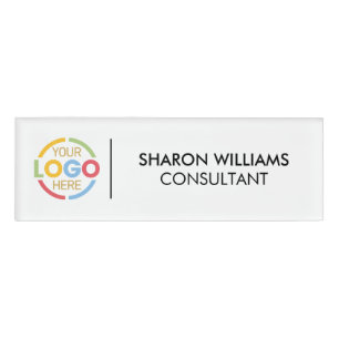 Black and White Custom Company Logo Employee Staff Name Tag