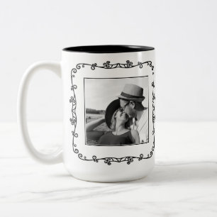 Black and White Custom Couples Photo Personalised Two-Tone Coffee Mug