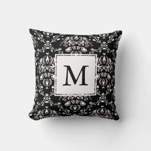 Black and White Custom Damask Cushion