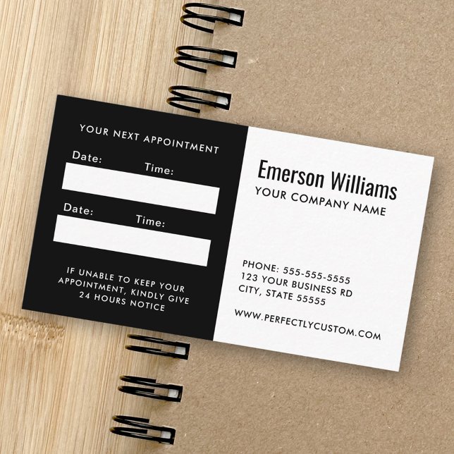 Black and white custom logo appointment reminder card (Black and white custom logo appointment reminder)