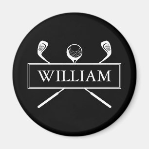 Black And White Custom Name Golf Ball Clubs Magnet