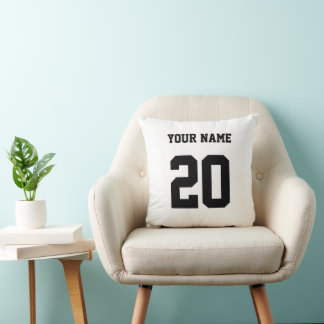 Black and White Custom Number and Name Cushion