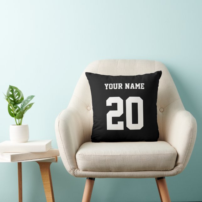 Black and White Custom Number and Name Cushion (Chair)