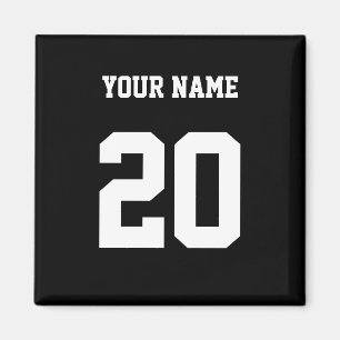 Black and White Custom Number and Name Magnet