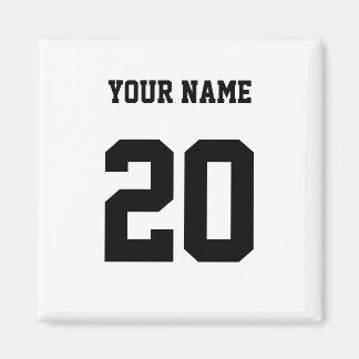 Black and White Custom Number and Name Magnet