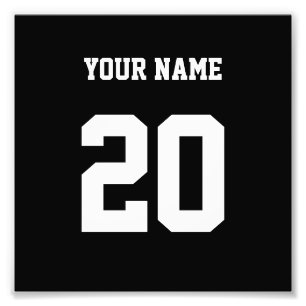 Black and White Custom Number and Name Photo Print