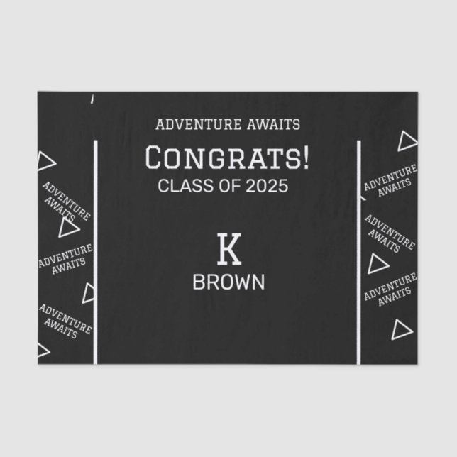 Black and White Custom Personalised Tissue Paper (Front)