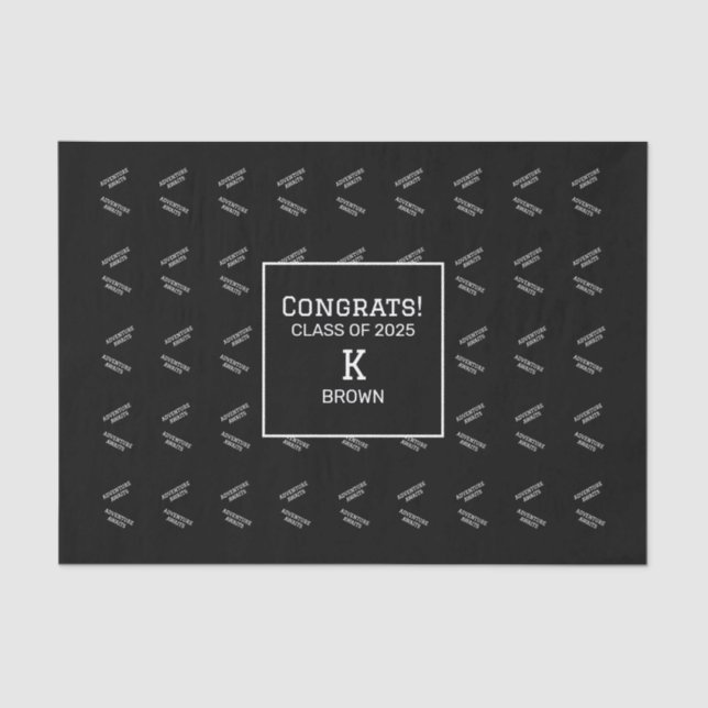 Black and White Custom Personalised Tissue Paper (Front)