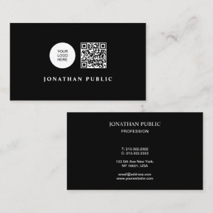 Black And White Custom QR Code Upload Your Logo Business Card
