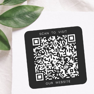 Black and White Custom QR Code Website Business Square Sticker