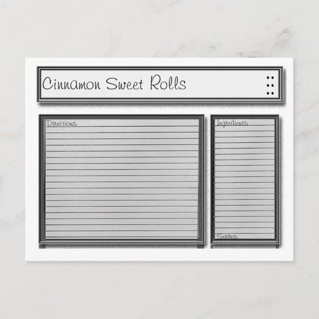 Black and White Custom Recipe Card (Front)