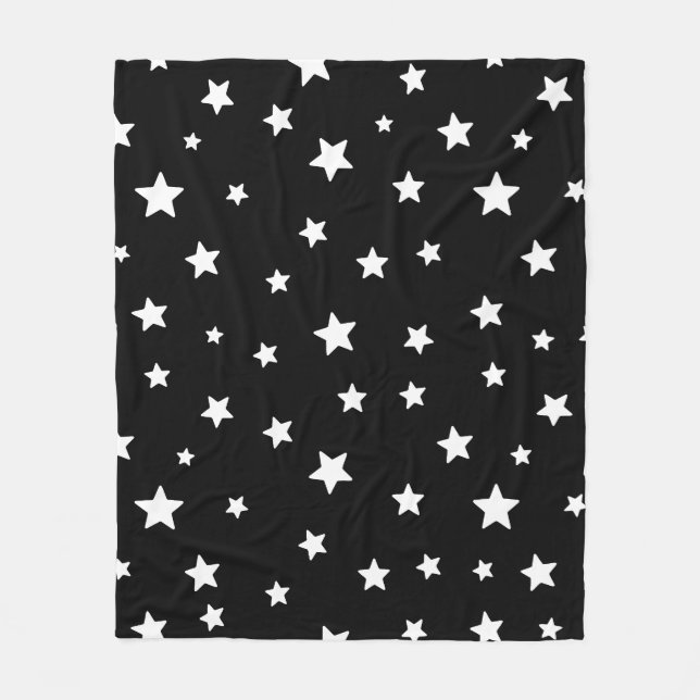 Black And White Cute Aesthetic Stars Pattern Fleece Blanket (Front)