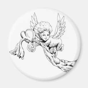 Black and white Cute Angel with heart Magnet