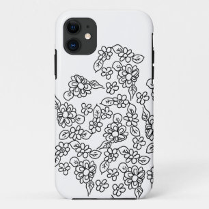 Black and white cute floral drawing Case-Mate iPhone case