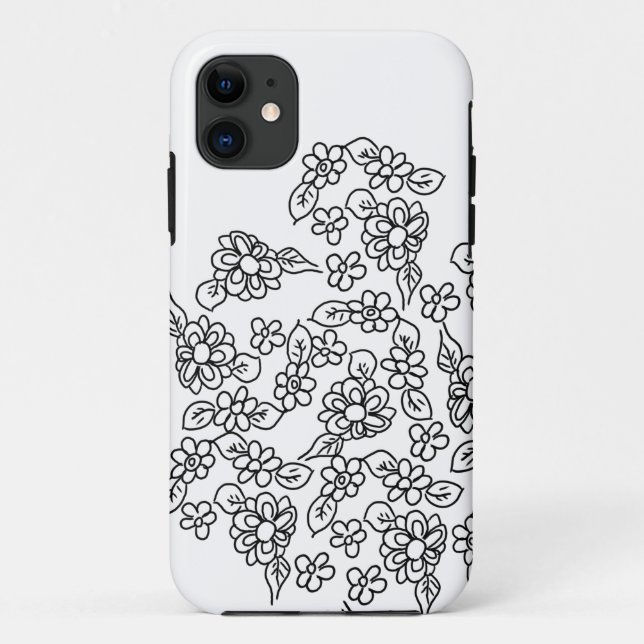 Black and white cute floral drawing Case-Mate iPhone case (Back)