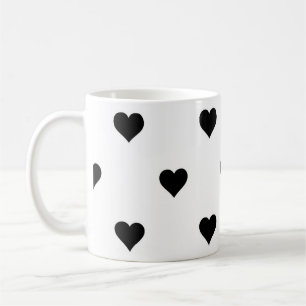 Black and White Cute Simple Heart Pattern  Coffee Mug