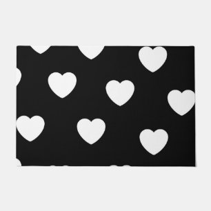Black and White Cute Simple Heart Pattern  Doormat