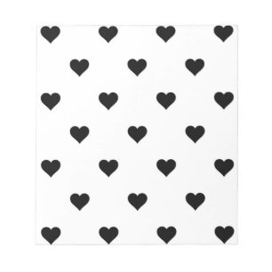 Black and White Cute Simple Heart Pattern Notepad