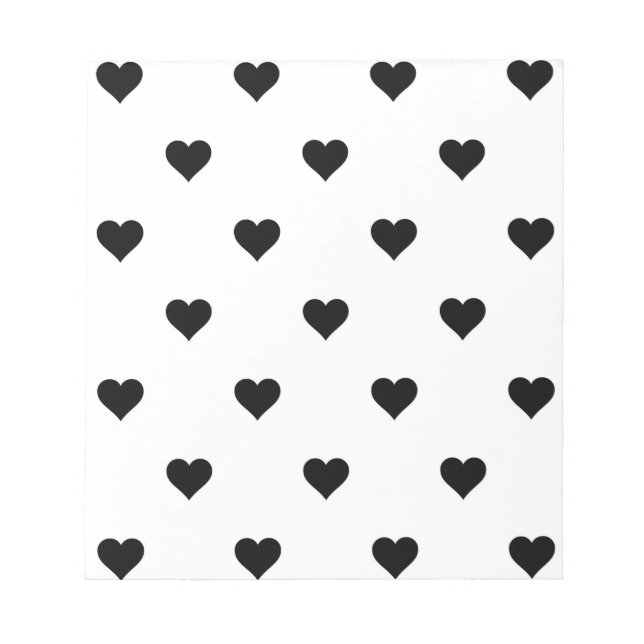 Black and White Cute Simple Heart Pattern  Notepad (Front)