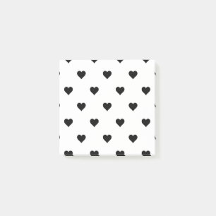 Black and White Cute Simple Heart Pattern Post-it Notes