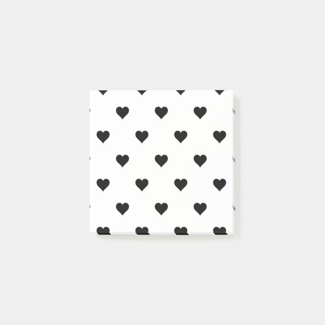 Black and White Cute Simple Heart Pattern  Post-it Notes (Front)