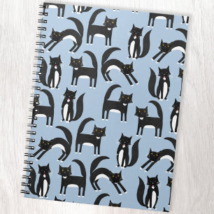 Black and White Cute Tuxedo Kitty Cats Pattern Notebook