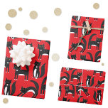 Black and White Cute Tuxedo Kitty Red Pattern Wrapping Paper Sheet<br><div class="desc">Lots of lovely little black and white Tuxedo cats on a festive red background.  Purrfect for animal lovers. Original art by Nic Squirrell.</div>