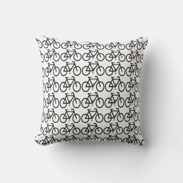Black and White Cycling Abstract Outdoor Pillow (Front)