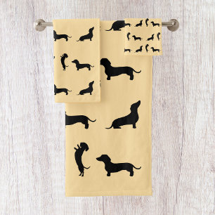 Black and White Dachshund  Bath Towel Set