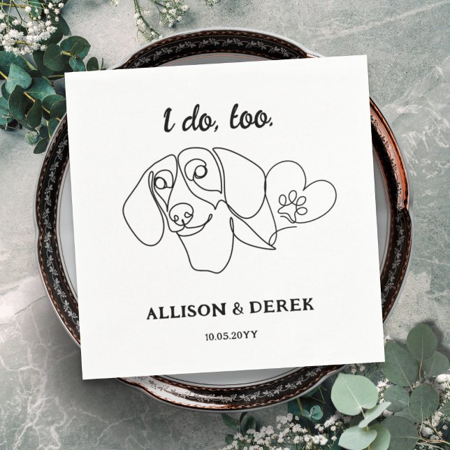 Black and White Dachshund Dog Lovers Pet Wedding  Napkin (Creator Uploaded)