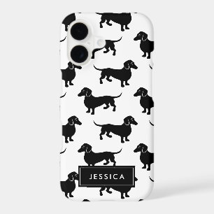 Black and White Dachshunds Custom Name