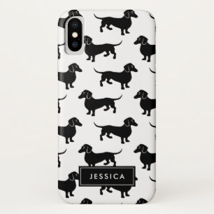 Black and White Dachshunds Custom Name Case-Mate iPhone Case