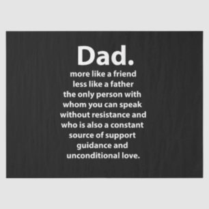 Black and White Dad Daddy Quote Birthday Tissue Paper