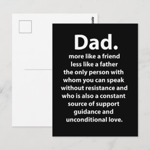 Black and White Dad Daddy Quote  Postcard