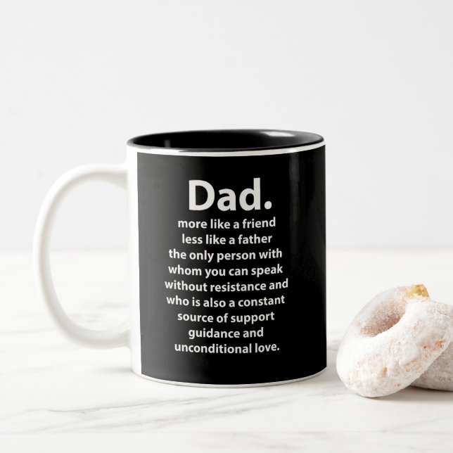 Black and White Dad Daddy Quote  Two-Tone Coffee Mug (With Donut)