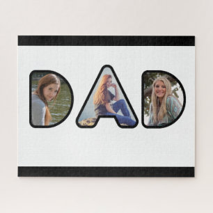 Black and White Dad Photo Collage Jigsaw Puzzle