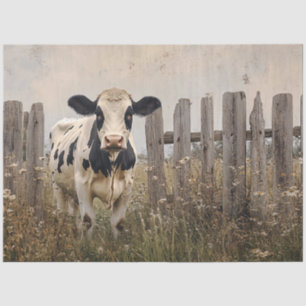 Black and White Dairy Cow Vintage Decoupage Tissue Paper