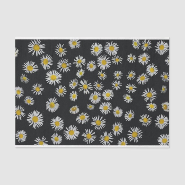 Black and White Daisy Decoupage Pop Art Pattern  Tissue Paper (Front)