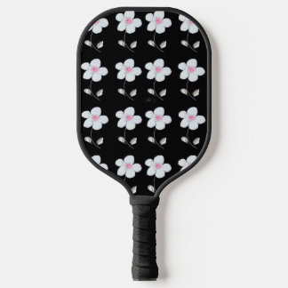 Black and white daisy pickleball paddle