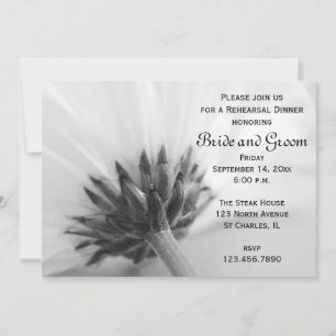 Black and White Daisy Wedding Rehearsal Dinner Invitation
