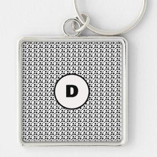 black and white dalmatian cute dots monogram key ring