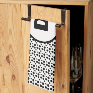black and white dalmatian cute dots monogram  tea towel