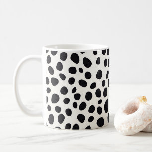 Black and White Dalmatian Dog Abstract Pattern Coffee Mug