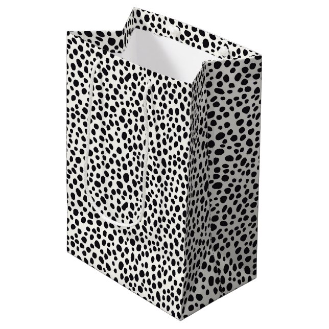 Black and White Dalmatian Dog Abstract Pattern Medium Gift Bag (Front Angled)