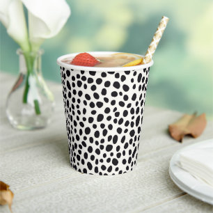 Black and White Dalmatian Dog Abstract Pattern Paper Cups