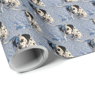 Black and White Dalmatian Dog Snowy Day   Wrapping Paper