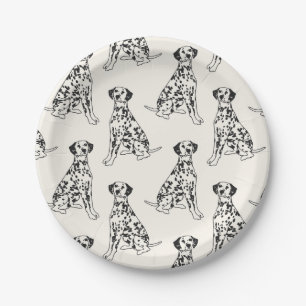 Black and White Dalmatian Dogs Paper Plate