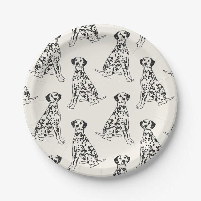 Black and White Dalmatian Dogs Paper Plate (Front)